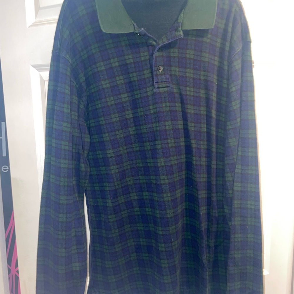 Eddie Bauer Green and Blue Casual Button Down Shirt